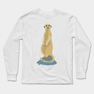 African Meerkat Standing Upright atop a Rock Long Sleeve T-Shirt